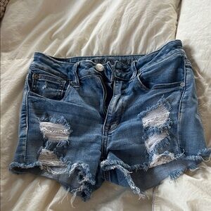 American Eagle Distressed Blue Denim Shorts